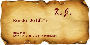 Kende Jolán névjegykártya