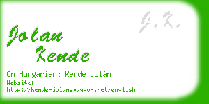 jolan kende business card